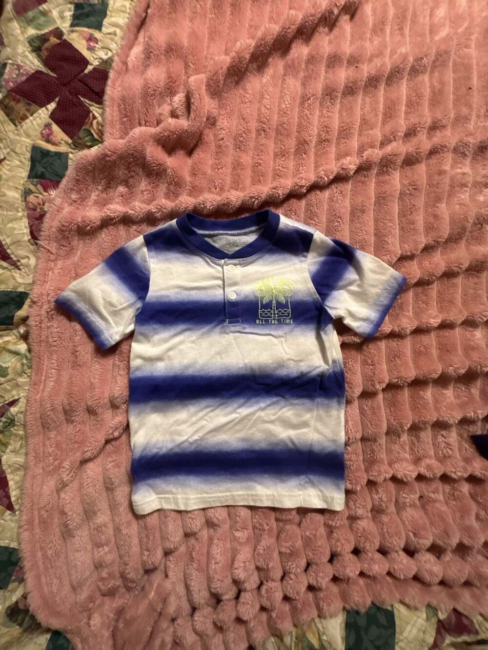 Carter's Striped Jersey Henley T-Shirt Blue White Size 5/5A